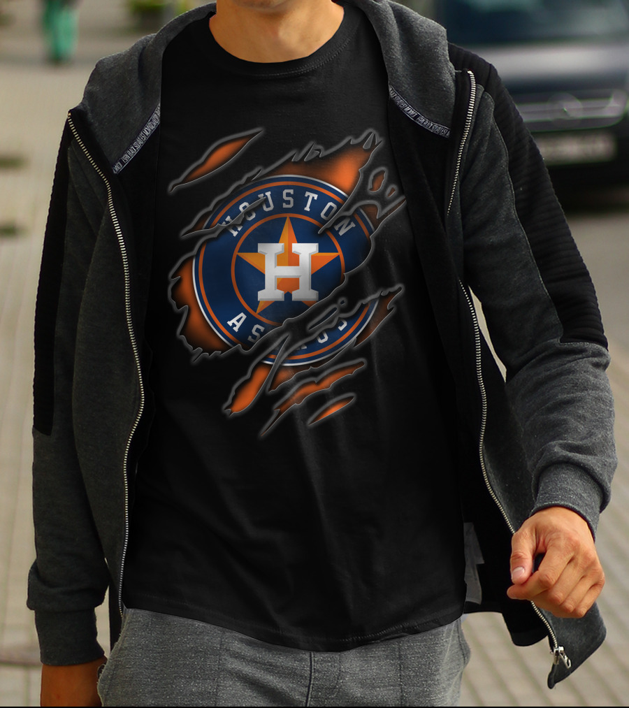 Torn Houston Astros Logo With Claw Marks T-Shirt
