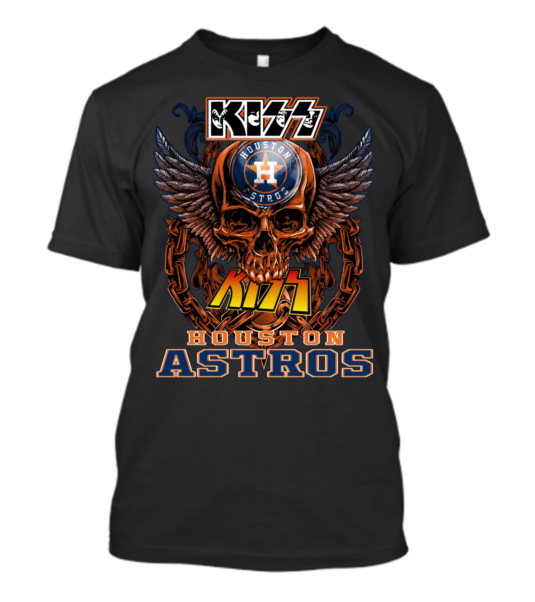 Kiss Houston Astros Skull Wings T-Shirt