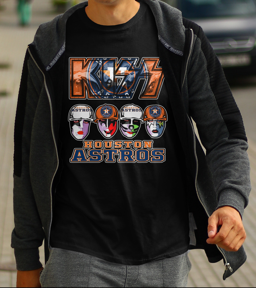 Kiss Houston Astros Rock Band Collaboration With Iconic Face Paint And Logos T-Shirt