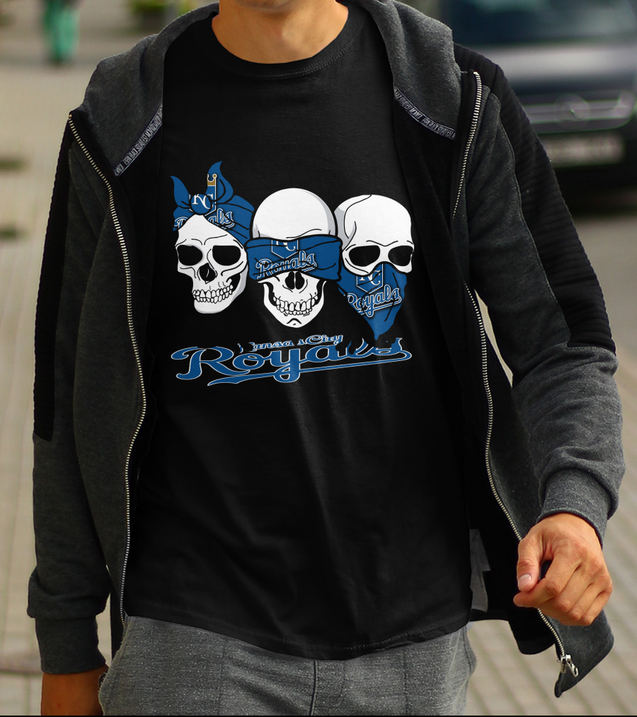 3 Skull Kansas City Royals Bandana T-Shirt