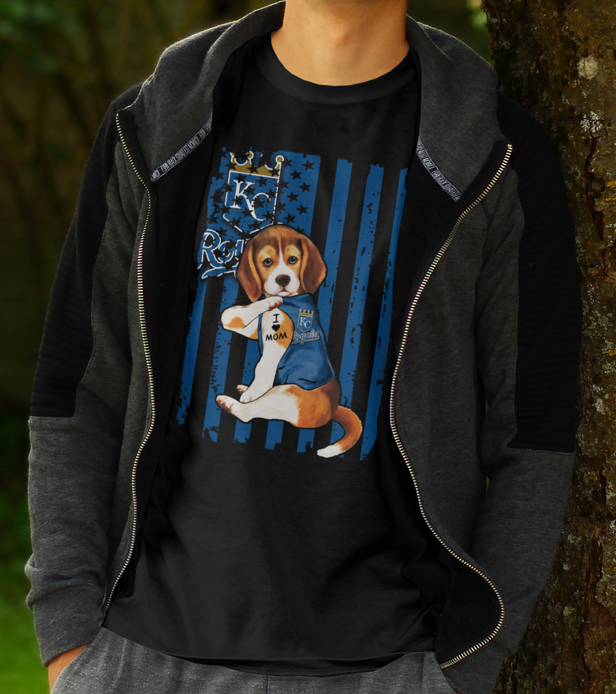 KC Royals Beagle I Love Mom T-Shirt