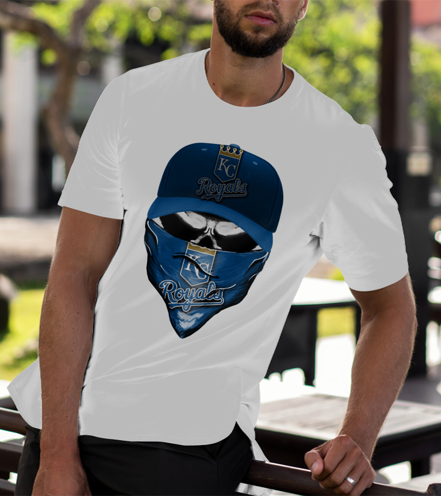 KC Royals Skull Mask Blue Cap T-Shirt