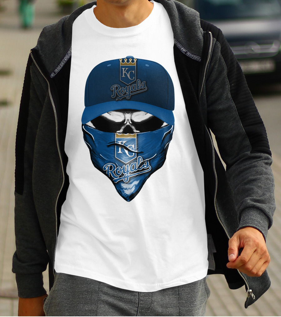 KC Royals Skull Mask Blue Cap T-Shirt