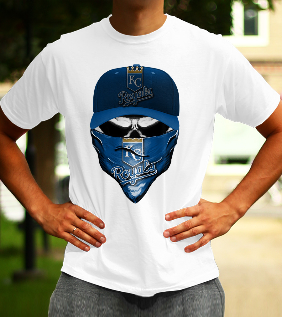 KC Royals Skull Mask Blue Cap T-Shirt