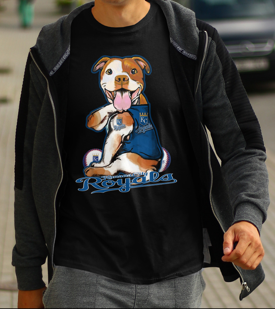 Kansas City Royals Pittbull Mascot Playful Baseball T-Shirt