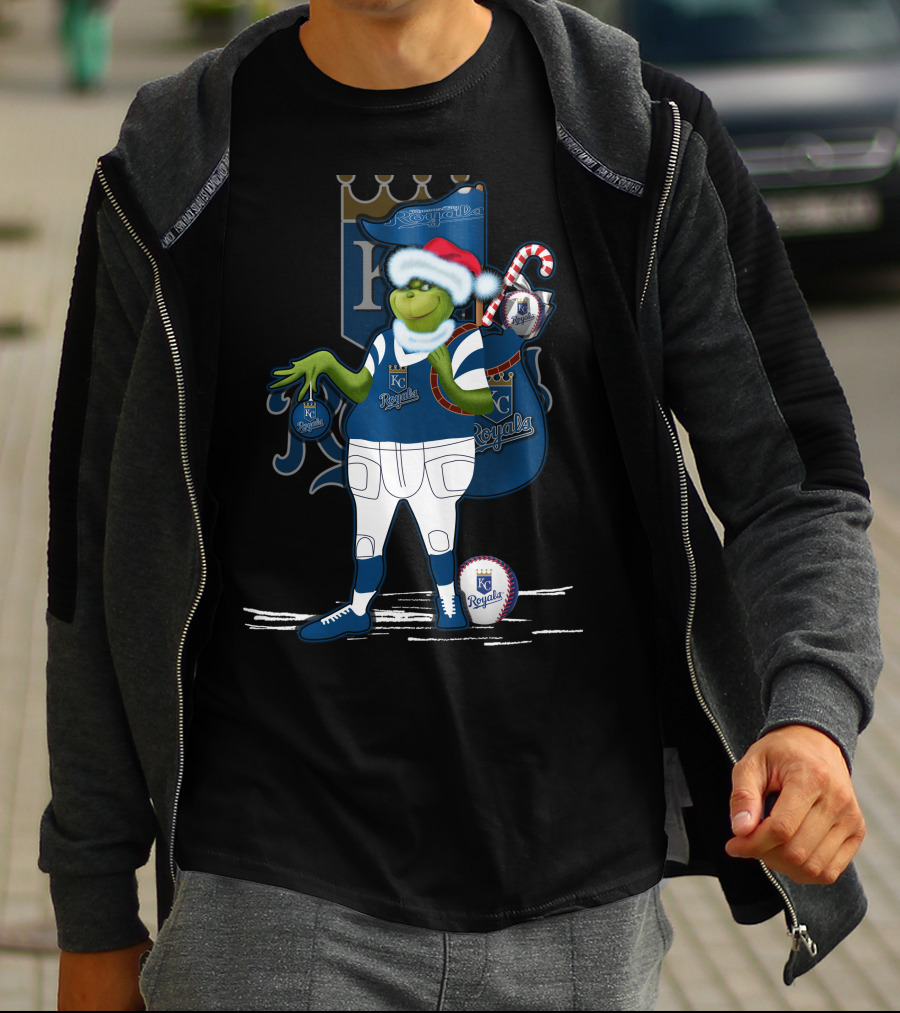 Grinchxmas Kansas City Royals Christmas Baseball T-Shirt