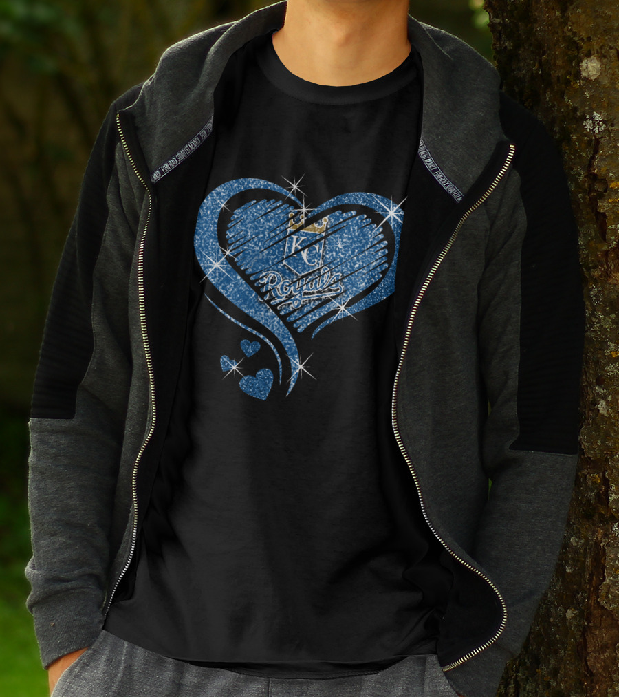 Heart Diamond KC Royals Blue Sparkle T-Shirt