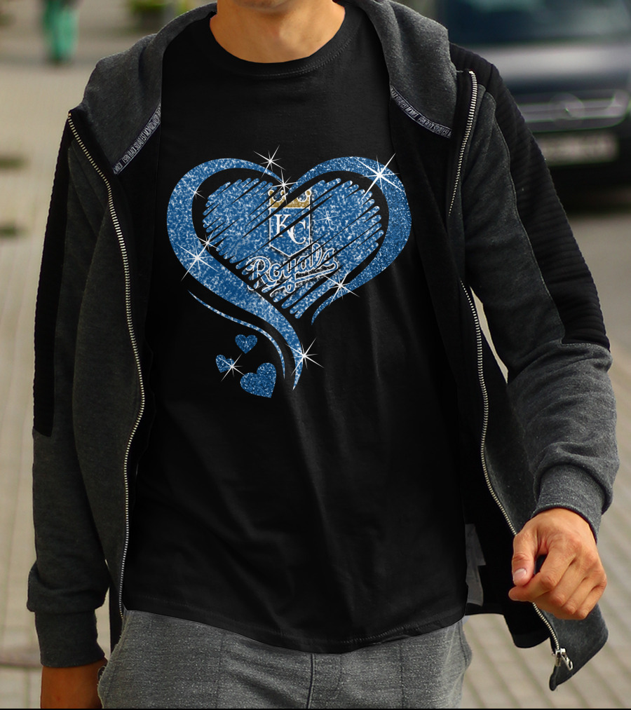Heart Diamond KC Royals Blue Sparkle T-Shirt