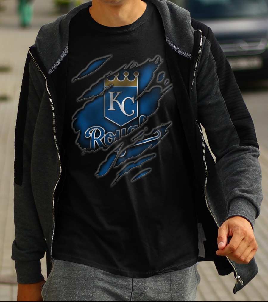 Torn KC Royals Blue Claw Marks T-Shirt