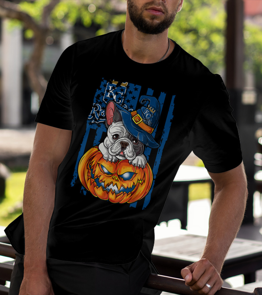 Hlw Bulldog KC Royals Halloween Pumpkin T-Shirt