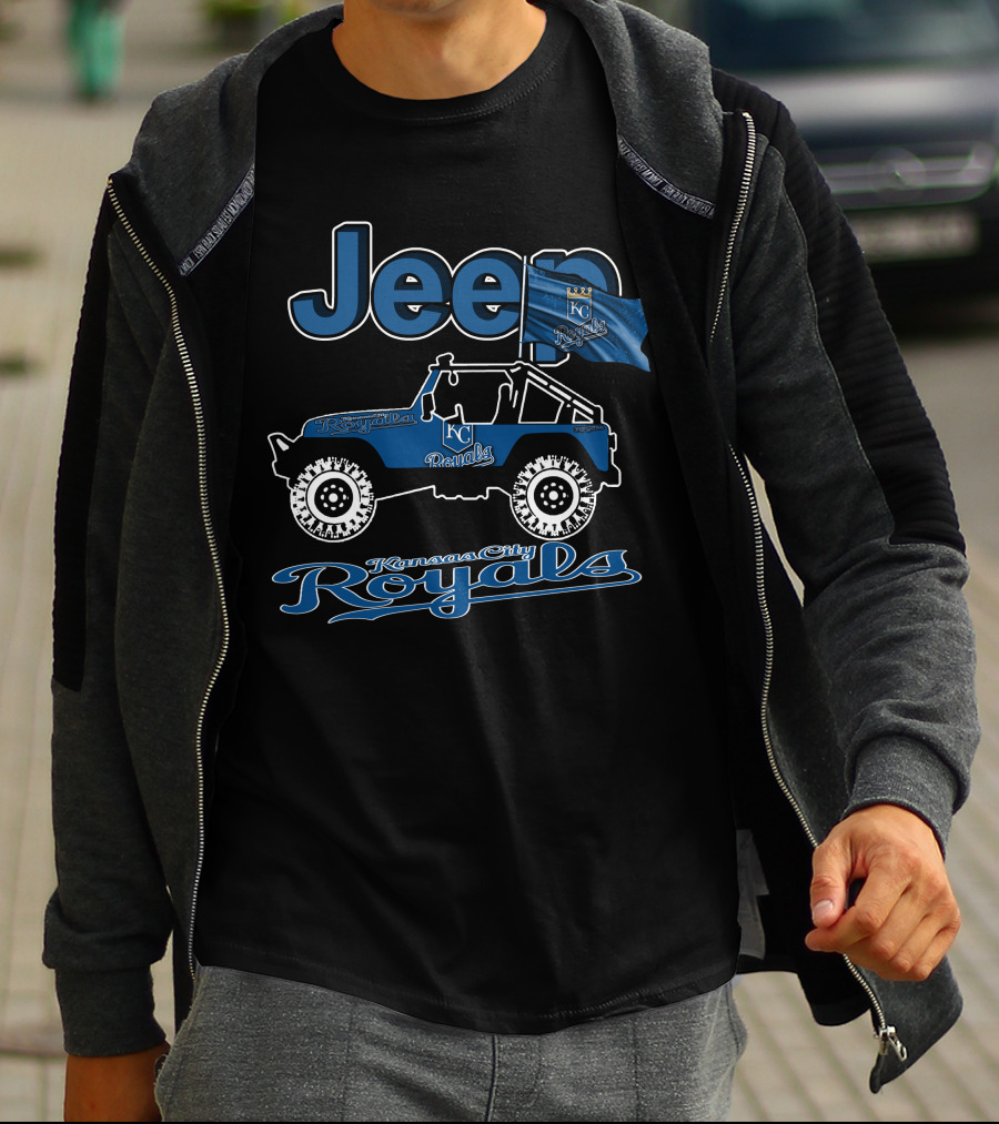 Jeep Kansas City Royals KC Flag And Wrangler Jeep T-Shirt