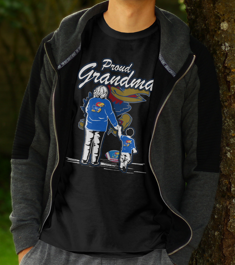 Proud Grandma Of Kansas Jayhawks Fan With Logo T-Shirt
