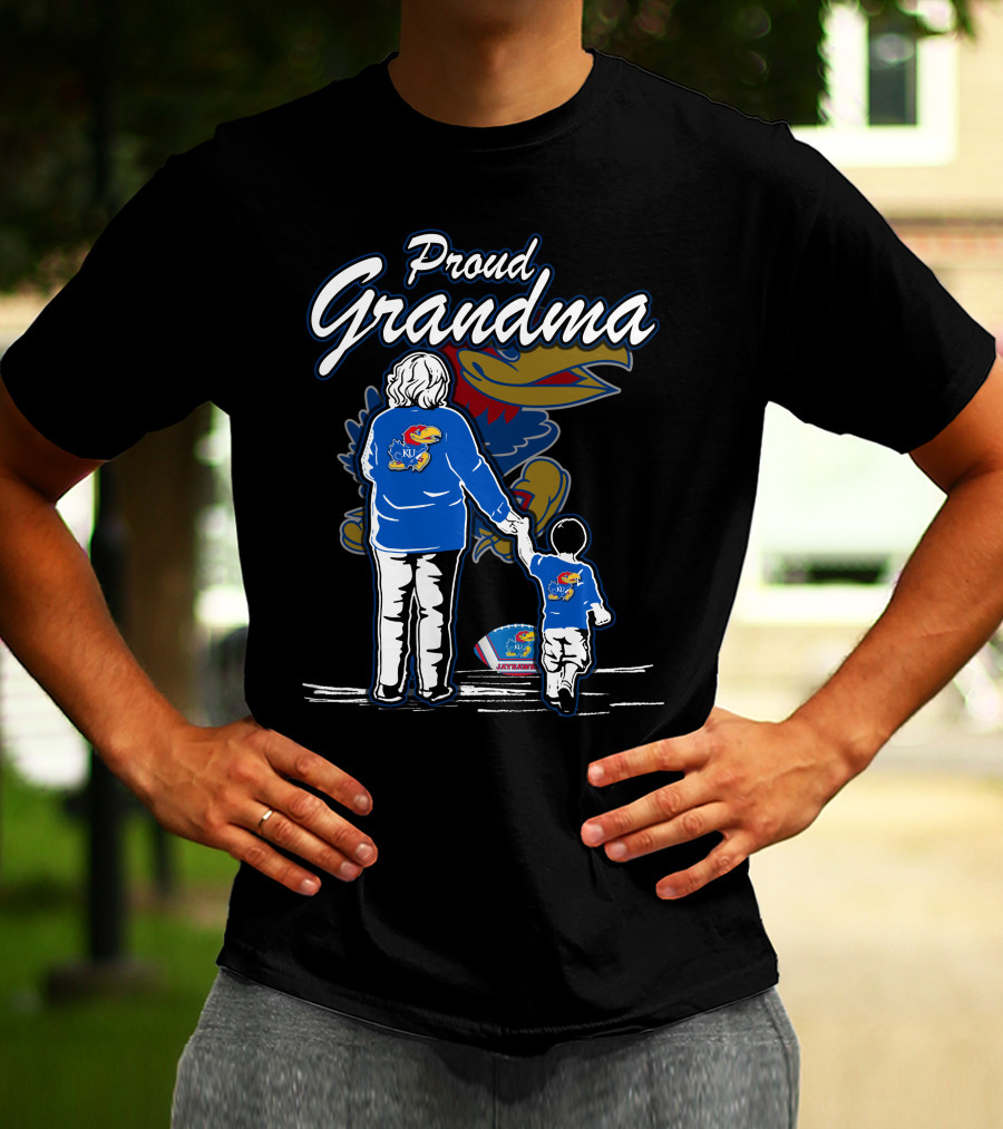 Proud Grandma Of Kansas Jayhawks Fan With Logo T-Shirt