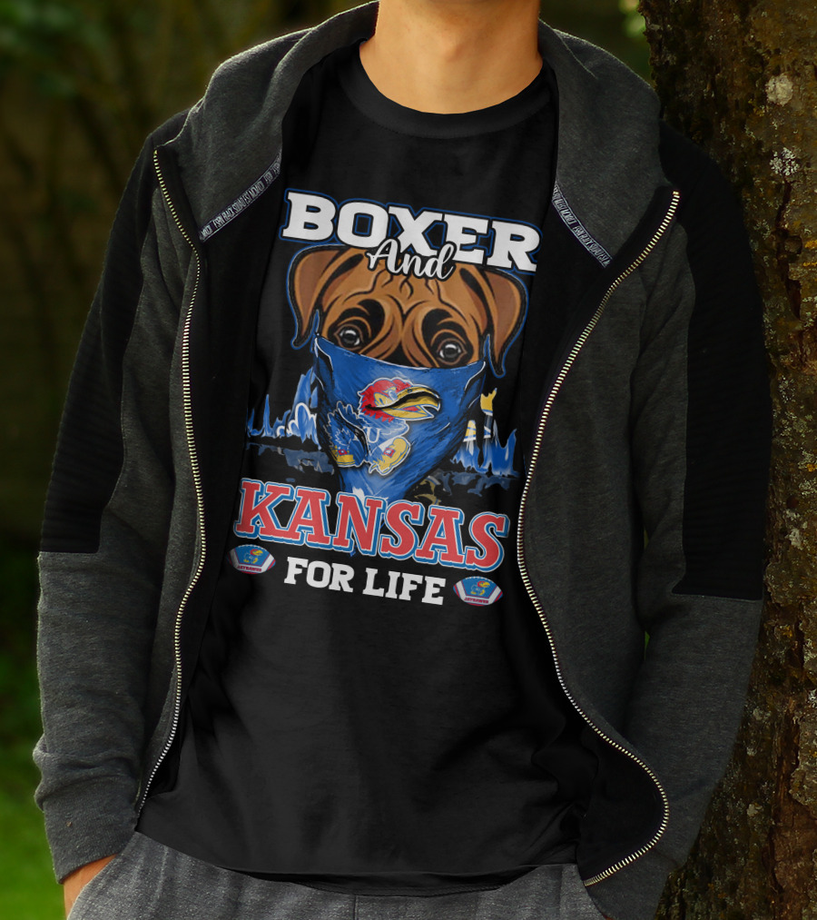 Boxer And Kansas Jayhawks For Life T-Shirt