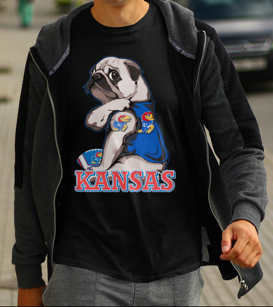 Kansas Jayhawks Pug Football T-Shirt