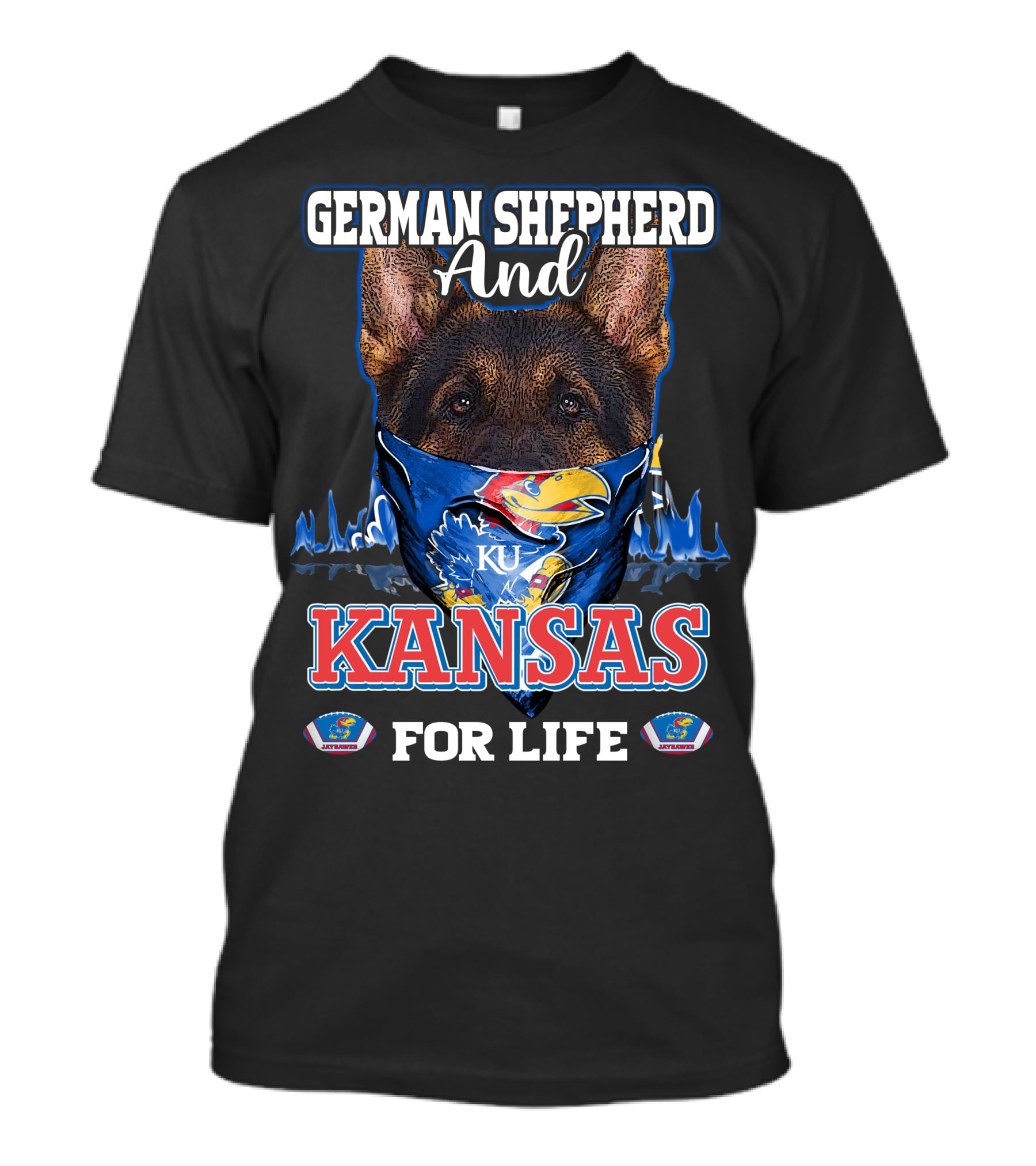 German Shepherd And KU Kansas For Life T-Shirt