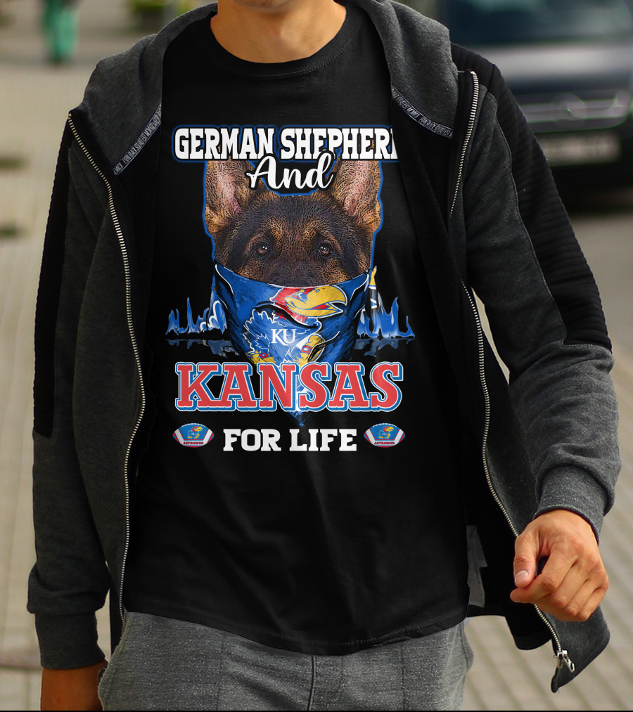 German Shepherd And KU Kansas For Life T-Shirt