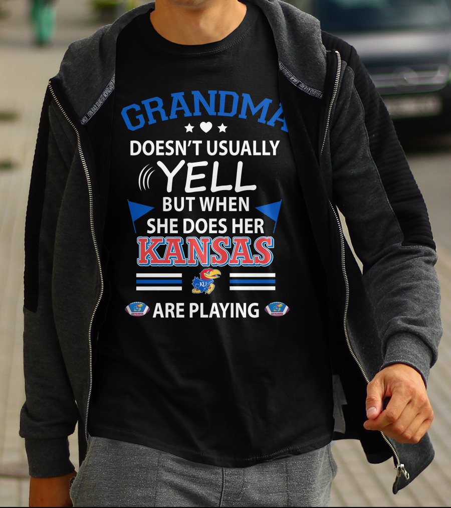 Grandma Doesn't Usually Yell But When She Does Her Kansas Jayhawks Are Playing T-Shirt