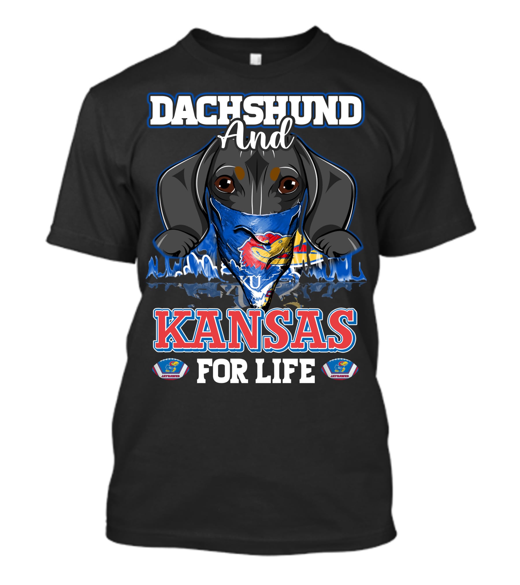 Dachshund And Kansas For Life Jayhawks KU Spirit T-Shirt
