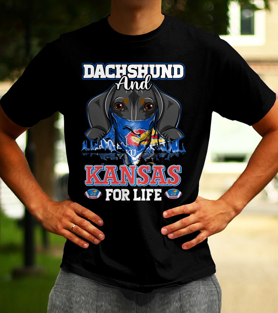 Dachshund And Kansas For Life Jayhawks KU Spirit T-Shirt