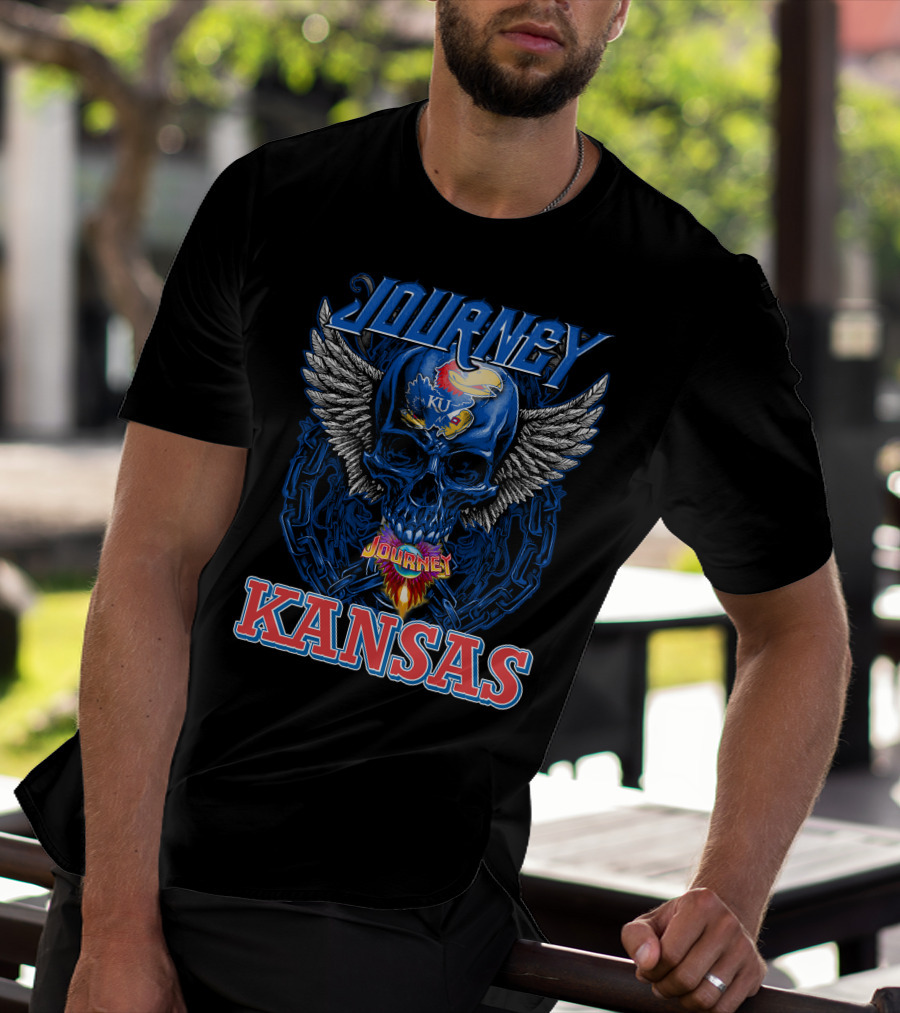 Journey Kansas Jayhawks KU Skull Wings T-Shirt