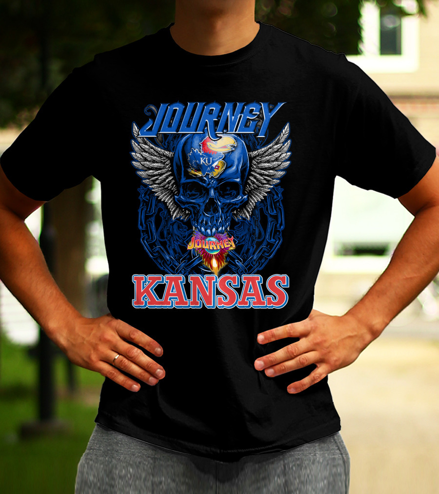Journey Kansas Jayhawks KU Skull Wings T-Shirt