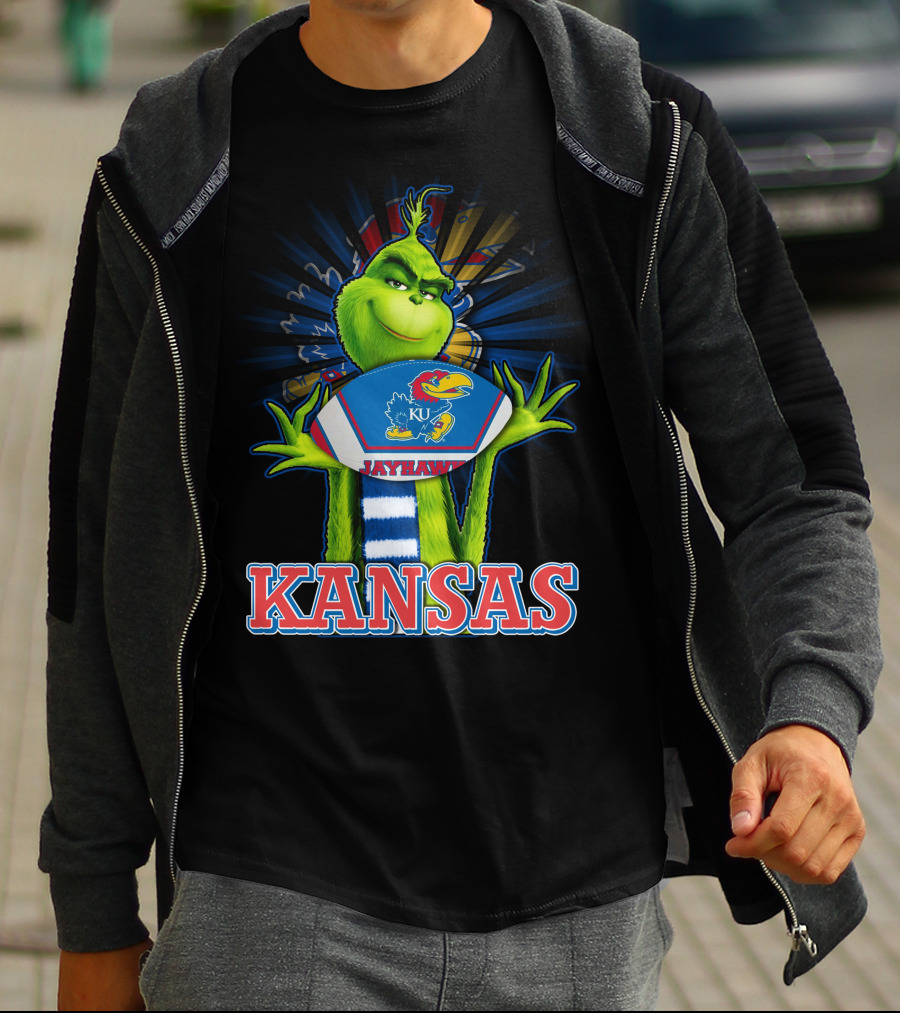 Grinch Holding Kansas Jayhawks Football Kansas T-Shirt