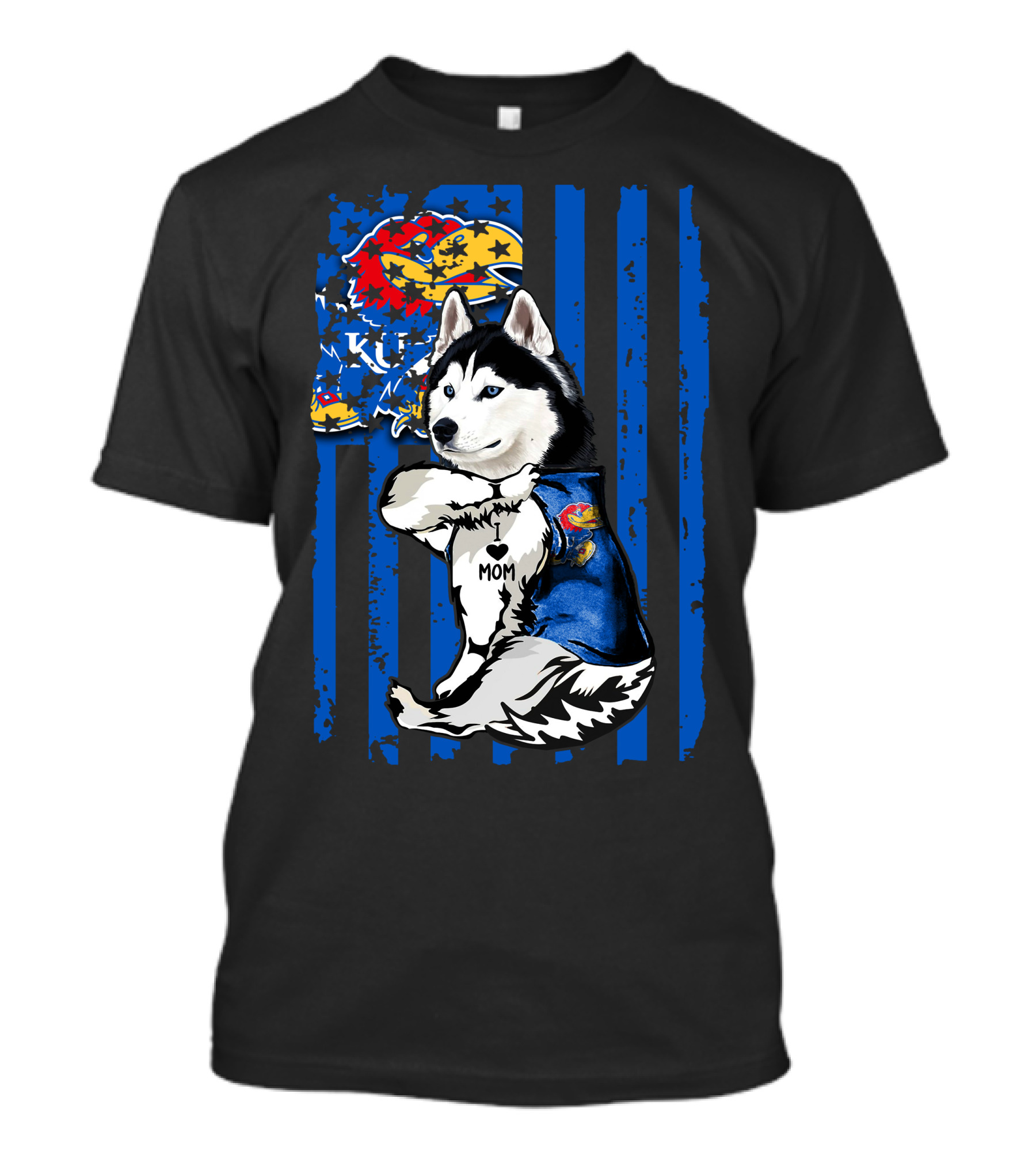 Siberian Husky KU Mom Kansas Jayhawks T-Shirt