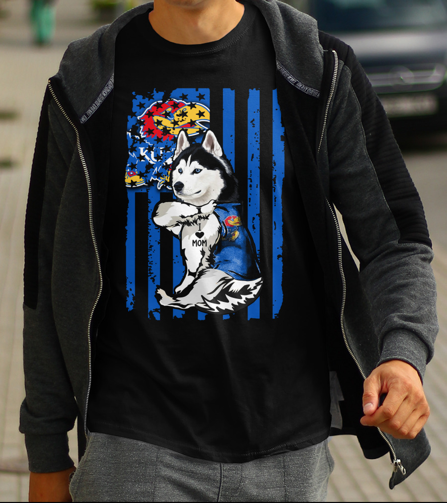 Siberian Husky KU Mom Kansas Jayhawks T-Shirt