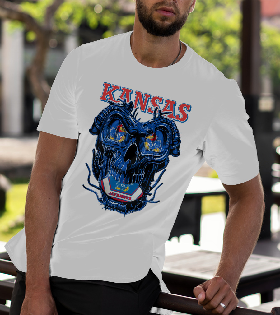 Kansas Jayhawks Dragonskull KU Football T-Shirt