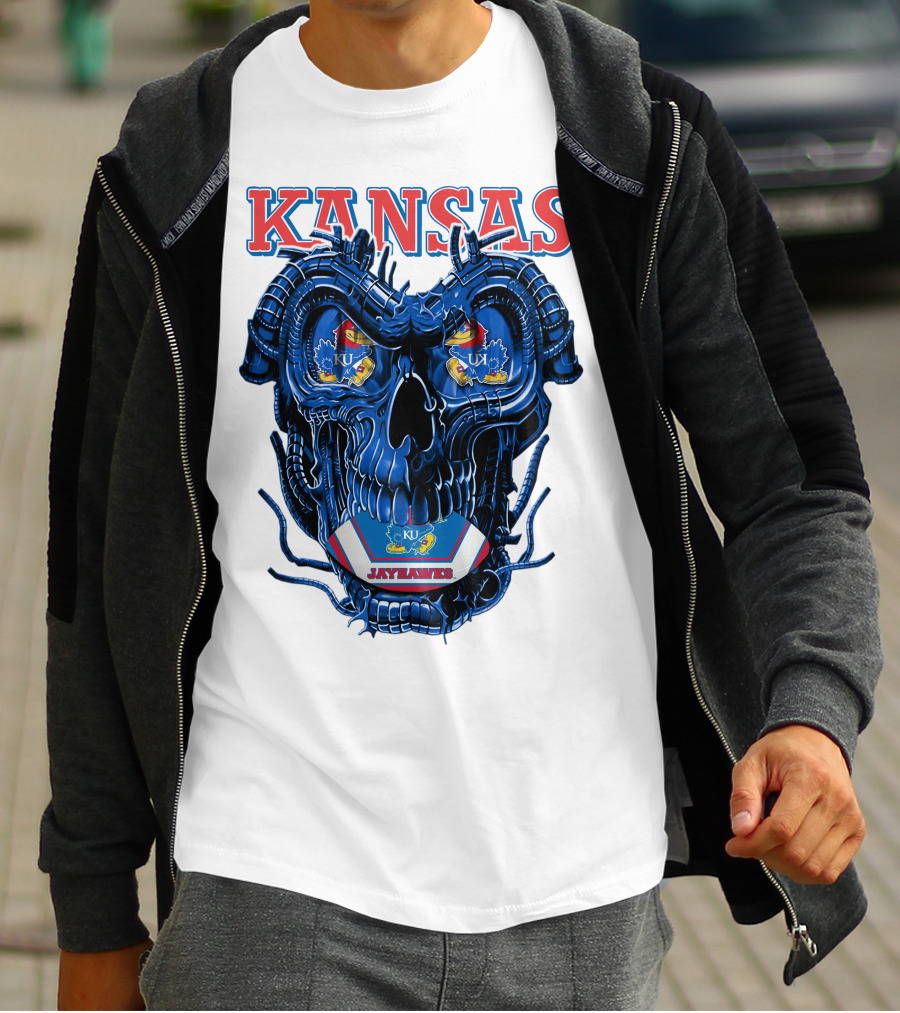 Kansas Jayhawks Dragonskull KU Football T-Shirt