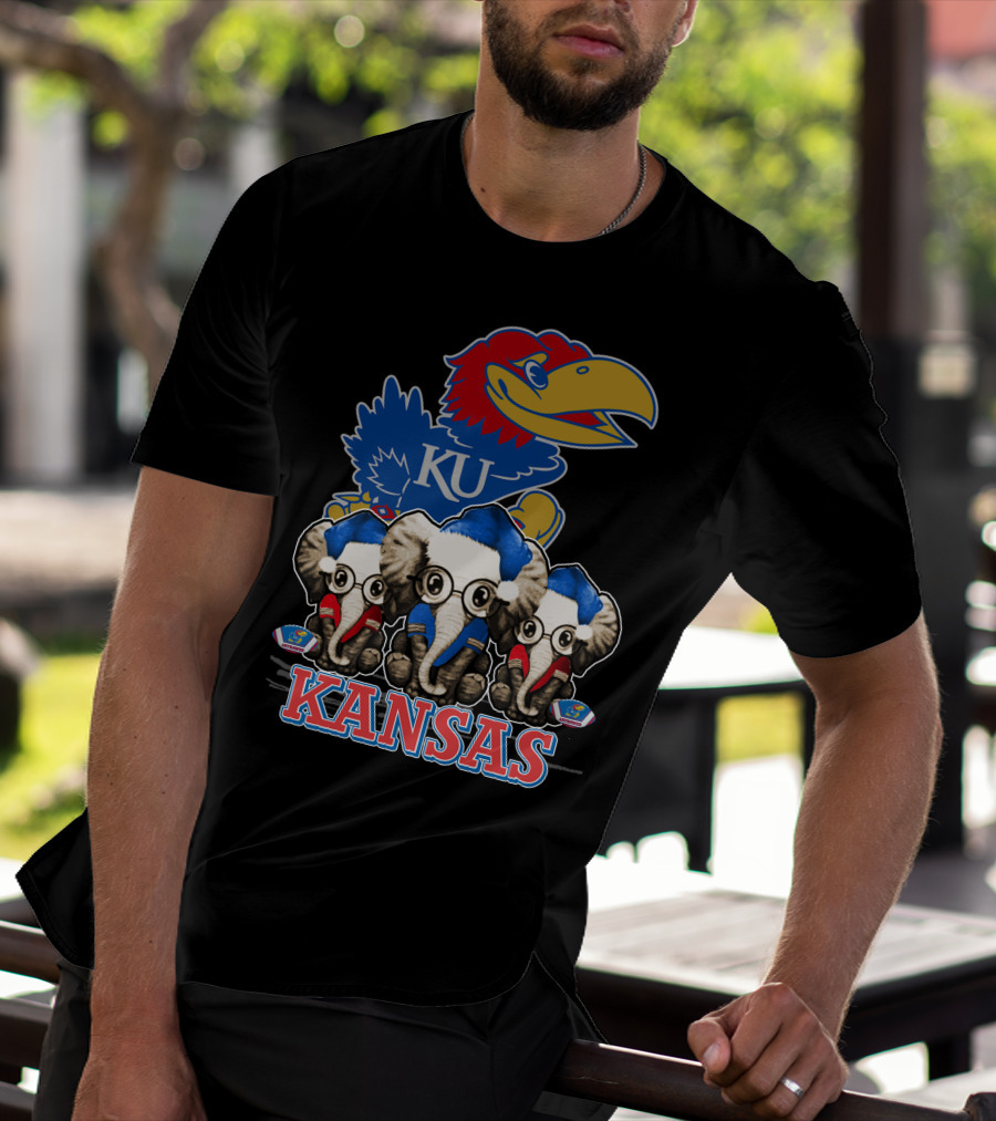 Kansas Jayhawks Christmas Elephants T-Shirt
