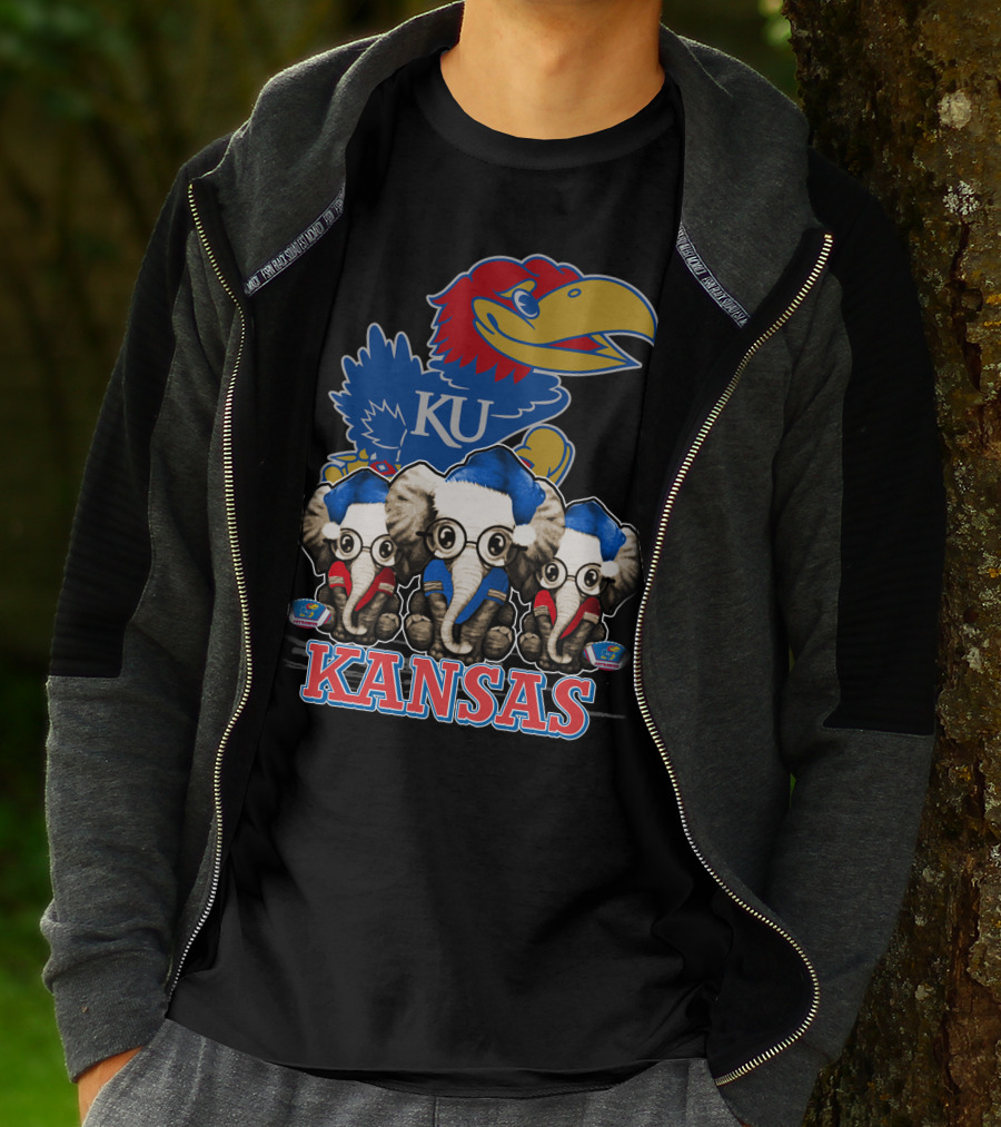 Kansas Jayhawks Christmas Elephants T-Shirt