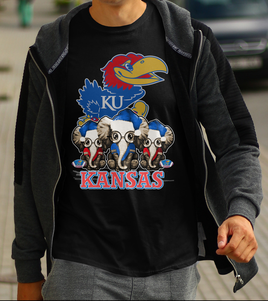 Kansas Jayhawks Christmas Elephants T-Shirt