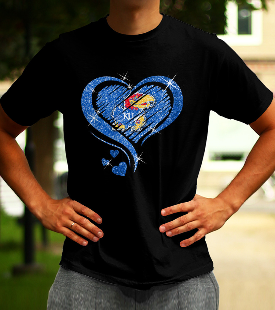 Kansas Jayhawks Sparkling Heart KU T-Shirt