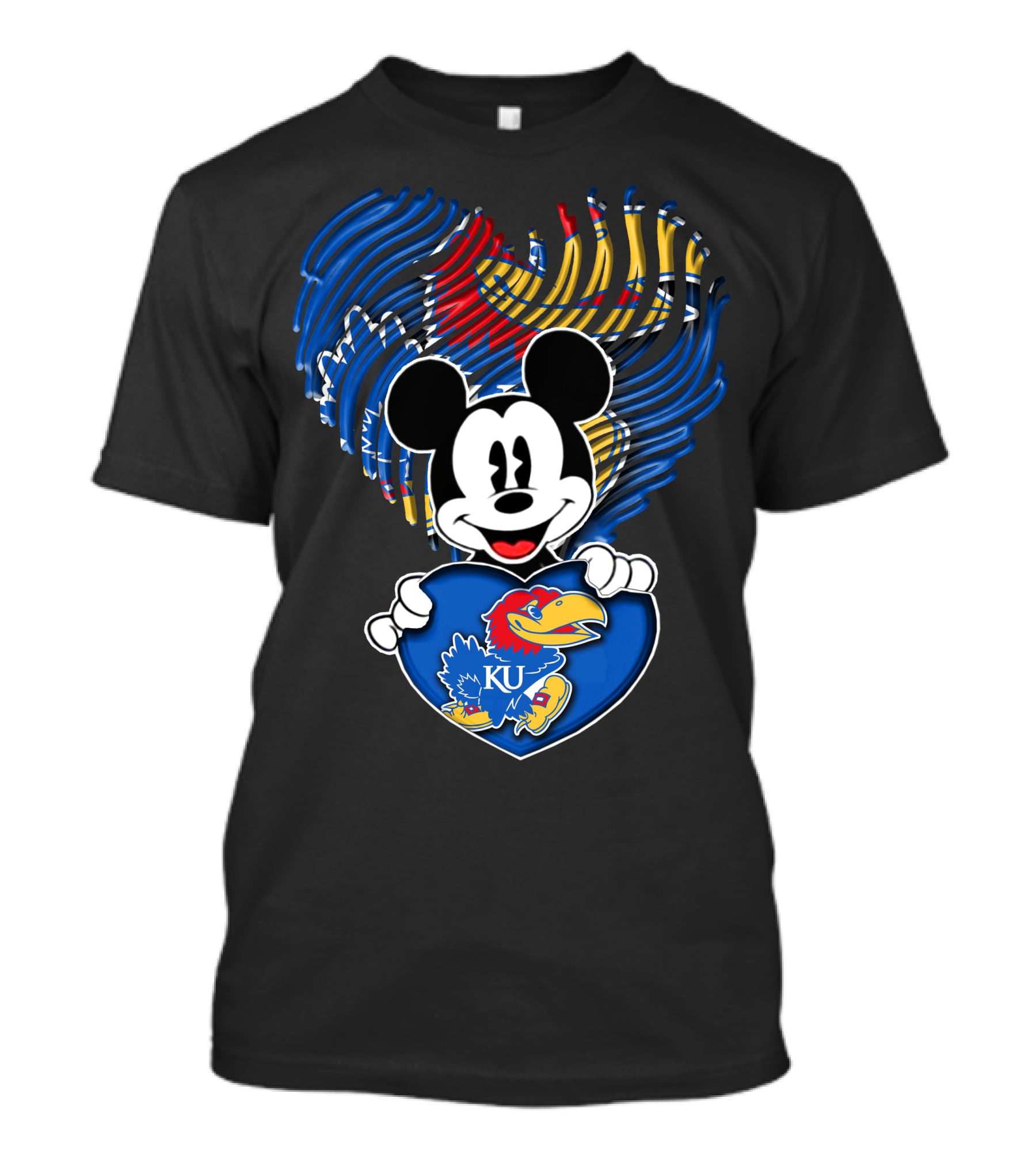 Kansas Jayhawks KU Mickey Heart T-Shirt