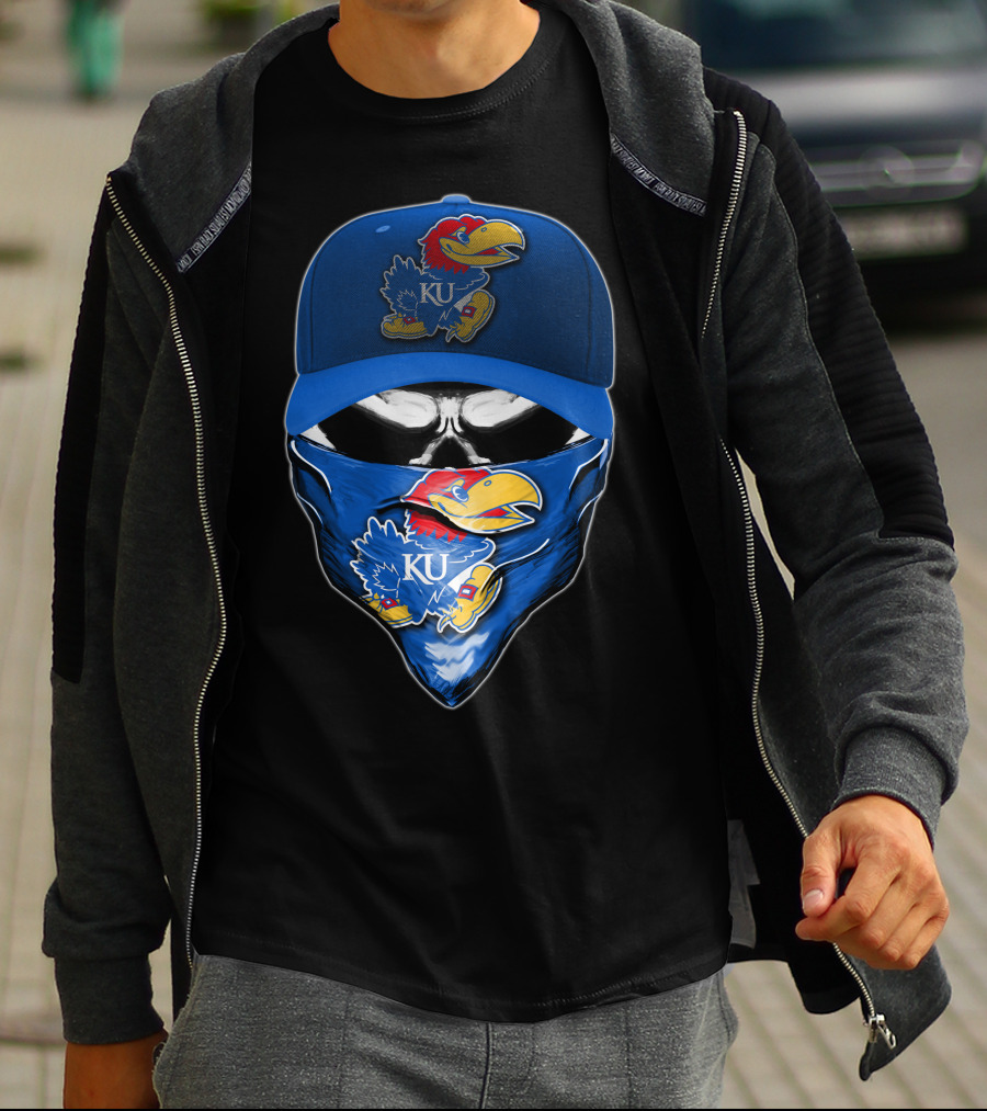 KU Skull Kansas Jayhawks Bandana Hat T-Shirt