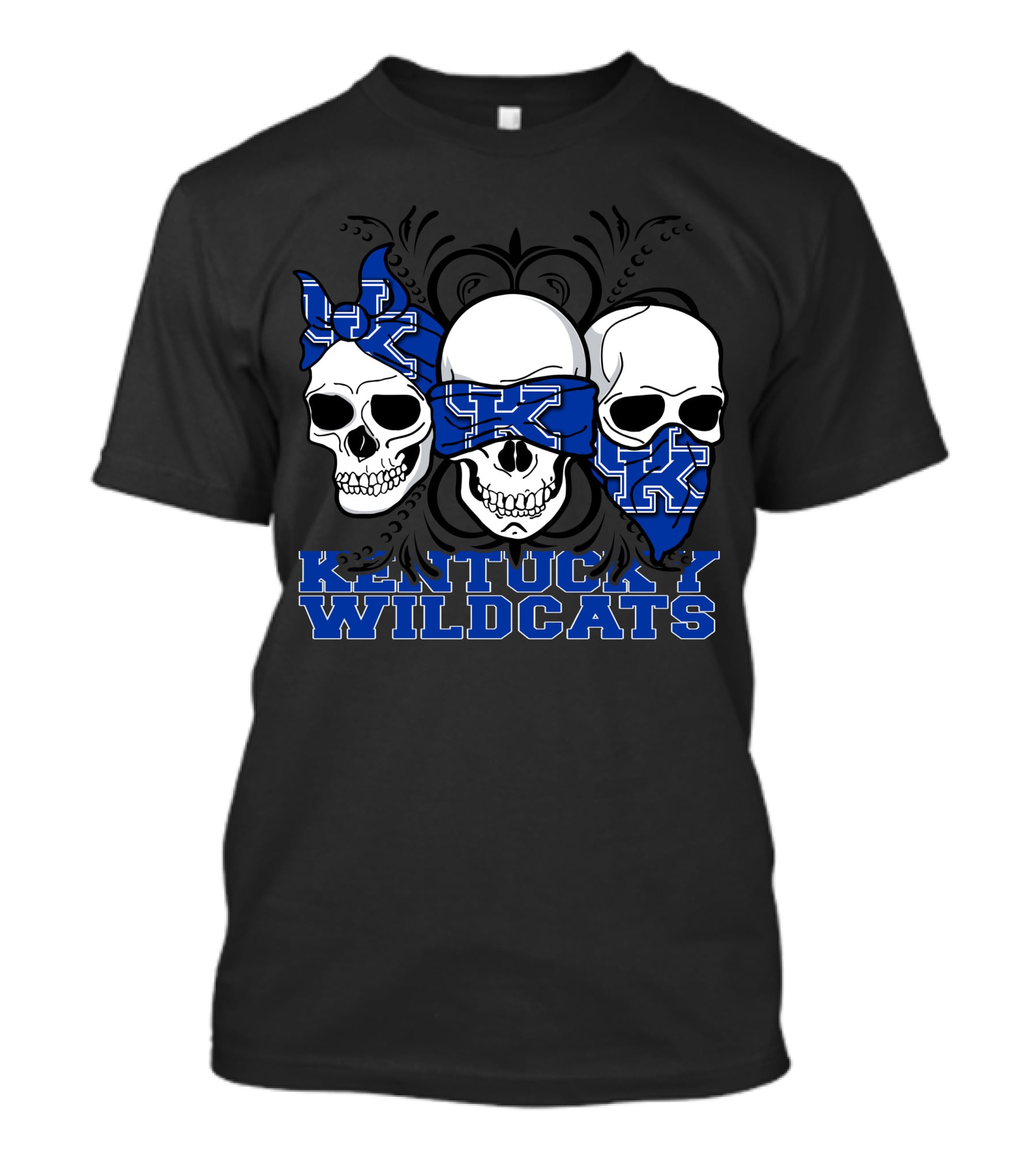 Kentucky Wildcats Three Skulls With Bandanas And Bow T-Shirt