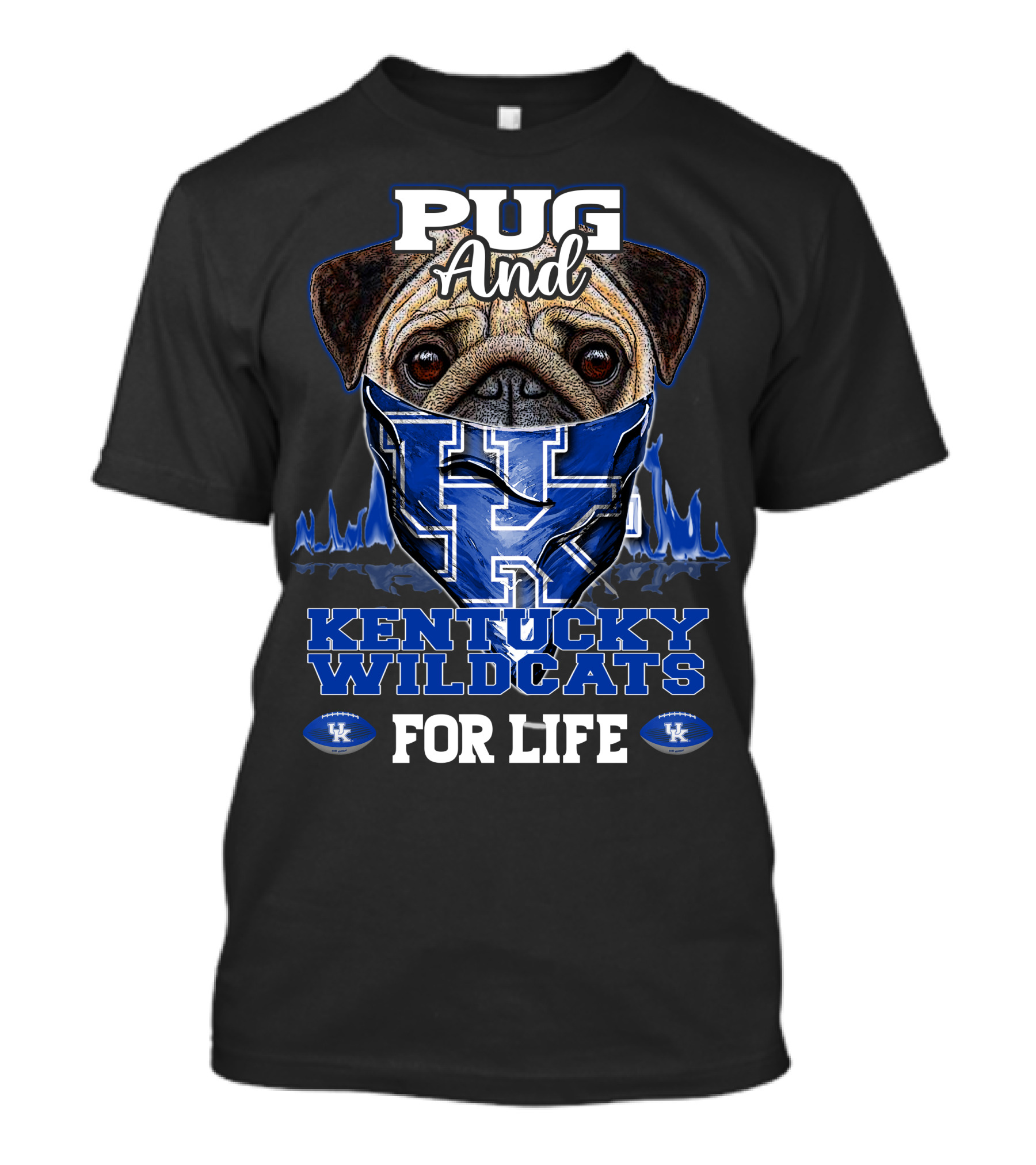 Pug And Kentucky Wildcats UK For Life T-Shirt