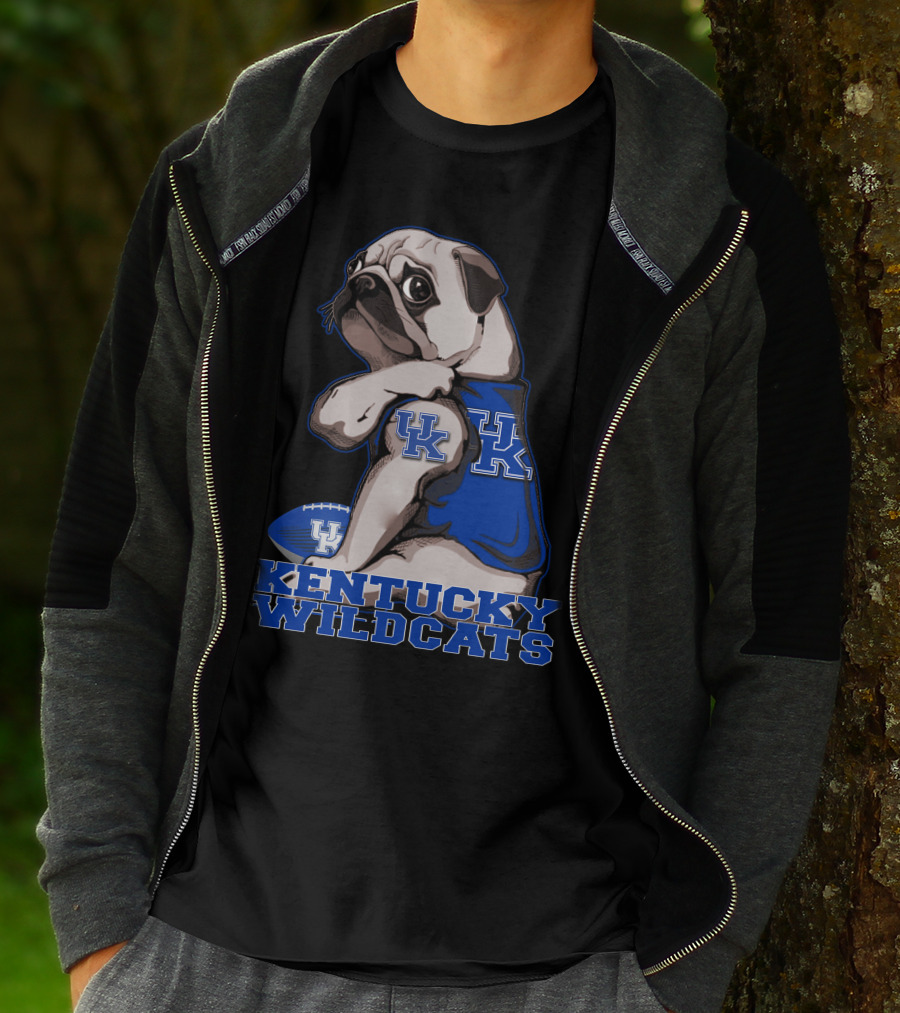 Kentucky Wildcats Pug With Football And UK T-Shirt