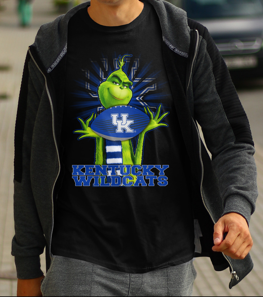 Grinch Holding Kentucky Wildcats Football T-Shirt