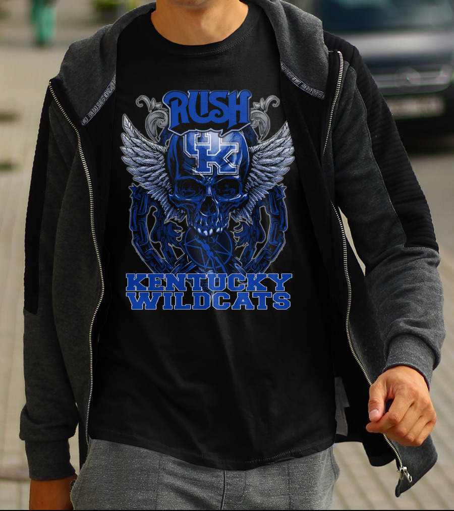 Rush Kentucky Wildcats Skull Winged T-Shirt