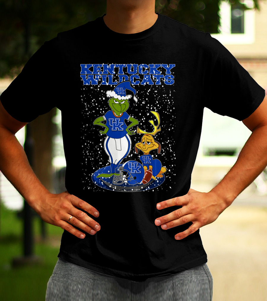 Grinchxmas Kentucky Wildcats UK Football Snowy Scene T-Shirt
