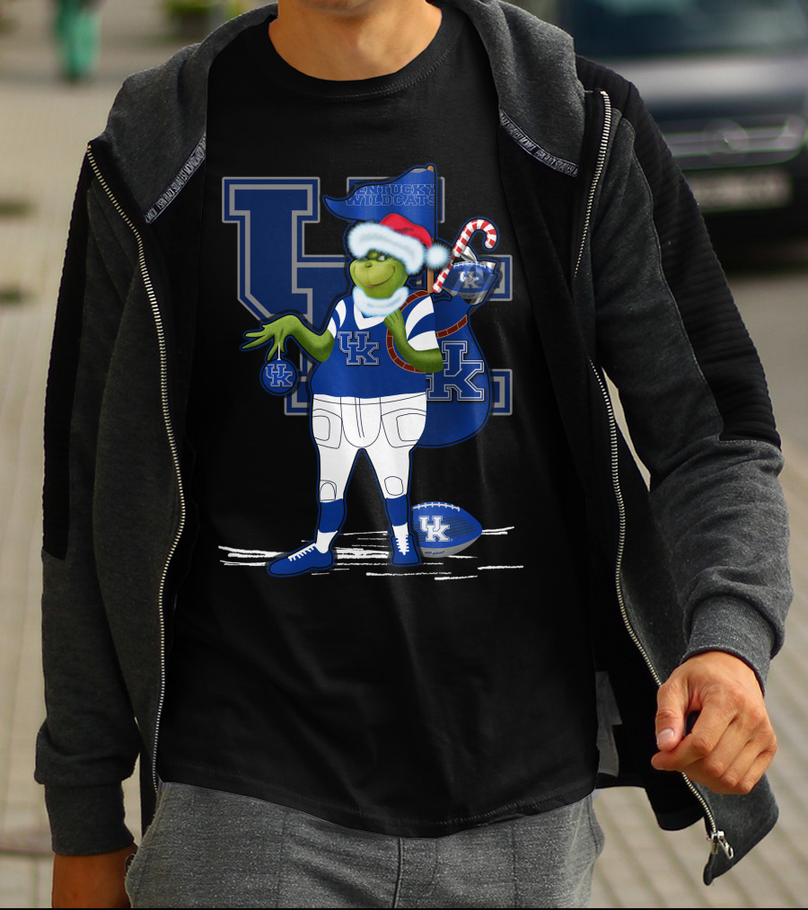 Kentucky Wildcats Grinch Christmas Santa Sports Fan T-Shirt
