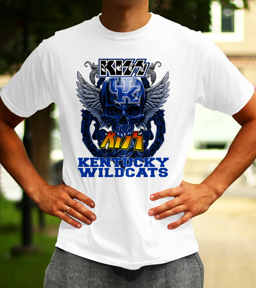Kiss Kentucky Wildcats UK Skull Wings T-Shirt