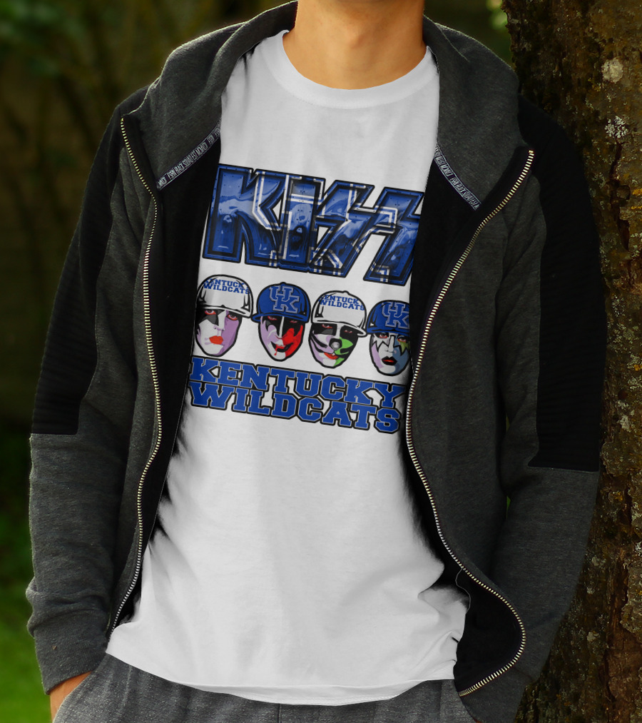 Kiss Kentucky Wildcats Blue Rock And Roll Band Fans T-Shirt