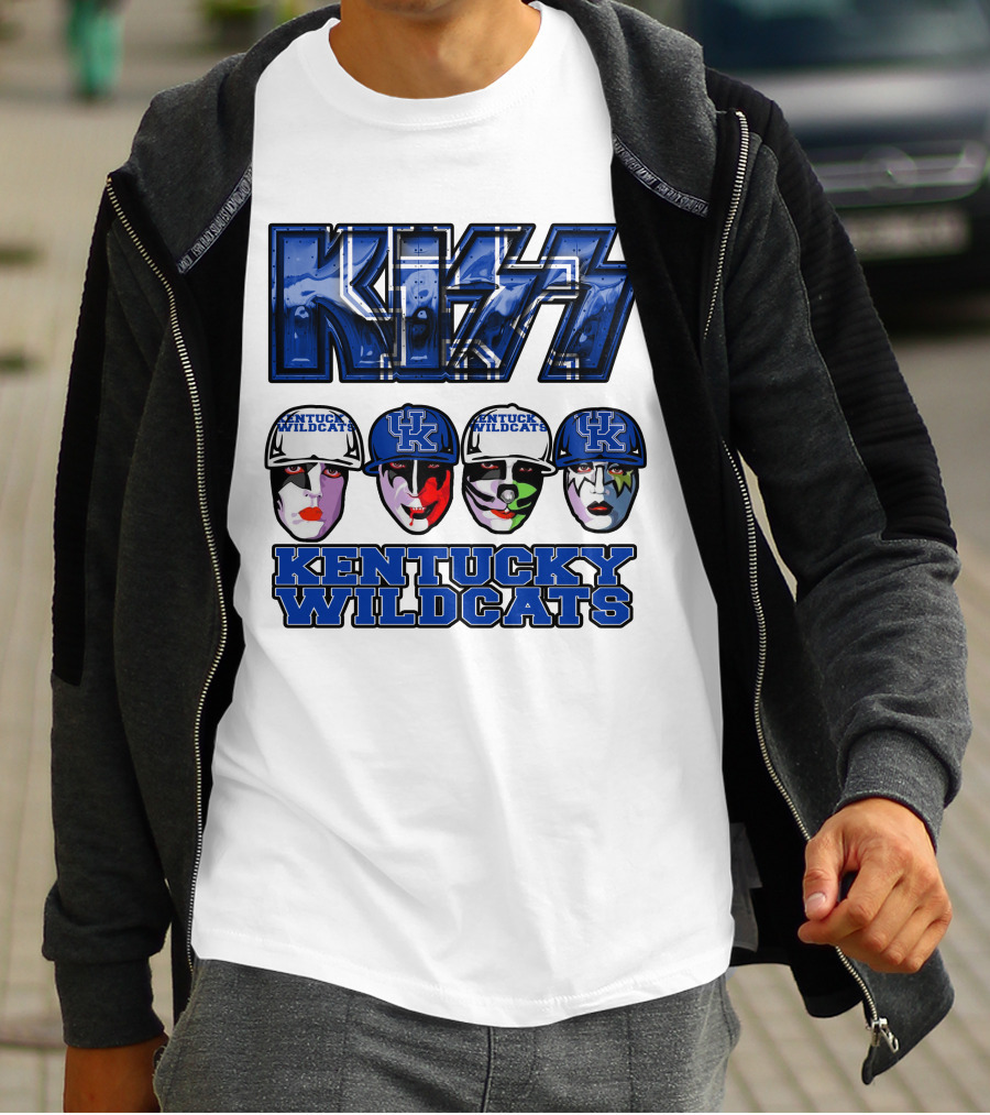 Kiss Kentucky Wildcats Blue Rock And Roll Band Fans T-Shirt