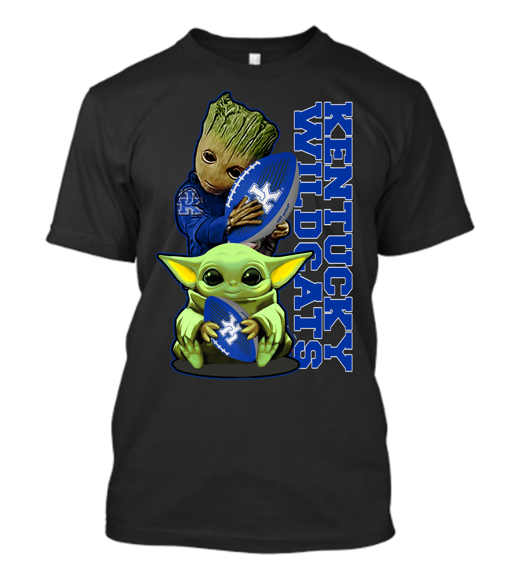 Baby Alien And Tree Character Holding Kentucky Wildcats Football T-Shirt