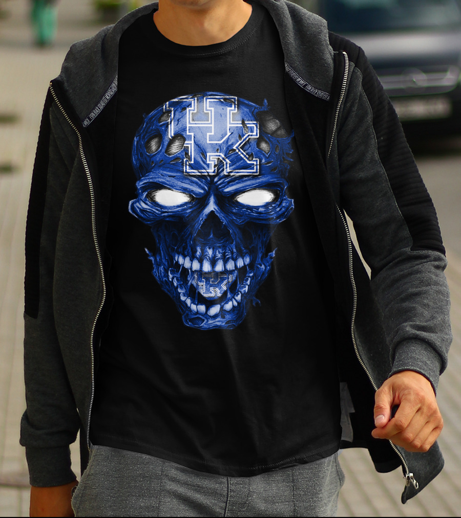 Kentucky Wildcats Skull Blue UK T-Shirt