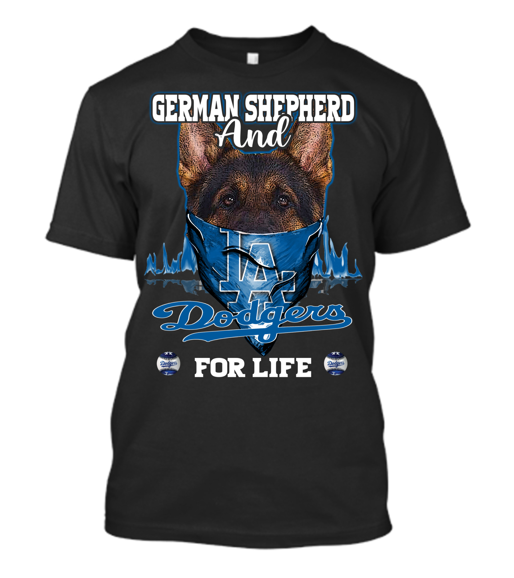 German Shepherd And Los Angeles Dodgers For Life T-Shirt